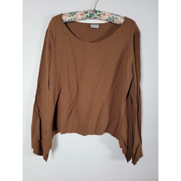 Niche Nilgun Derman Womens Medium Brown Textured Rayon Long Sleeve Top Loose - Picture 1 of 8
